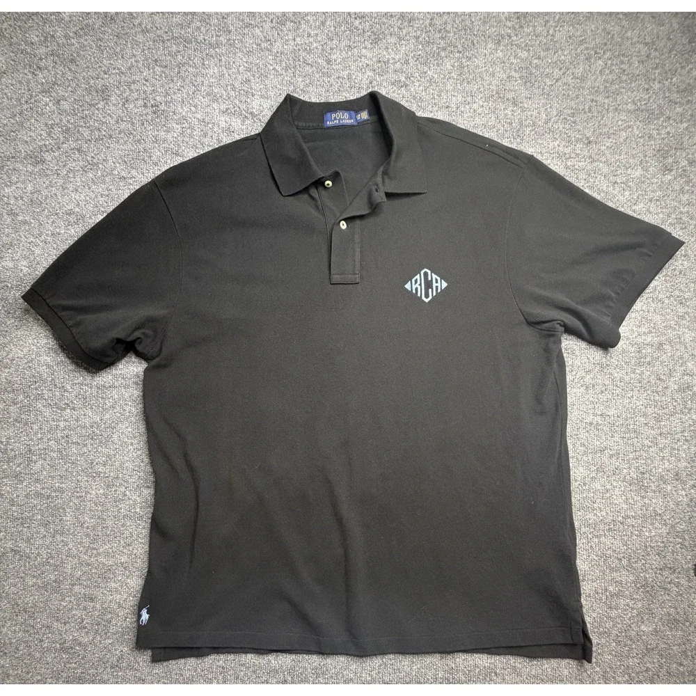 Polo Ralph Lauren Mens Embroidered RCA Black Polo Shirt 2XB Cotton